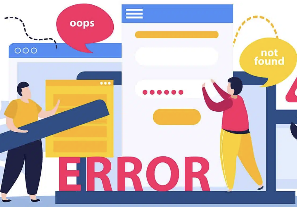 Infografía que representa errores frecuentes como páginas lentas o perfiles incompletos.