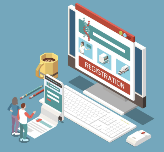 Infografía con los pasos y documentos para registrar una empresa en línea (RFC, e.firma, CURP).