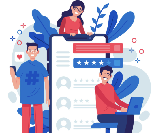 Persona revisando opiniones y referencias de abogados en línea.
