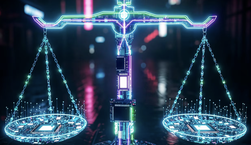 equilibrio entre ley y tecnología en el ejercicio legal.